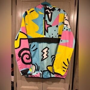 RSN size M Colorful Abstract Windbreaker Jacket half zip good used condition